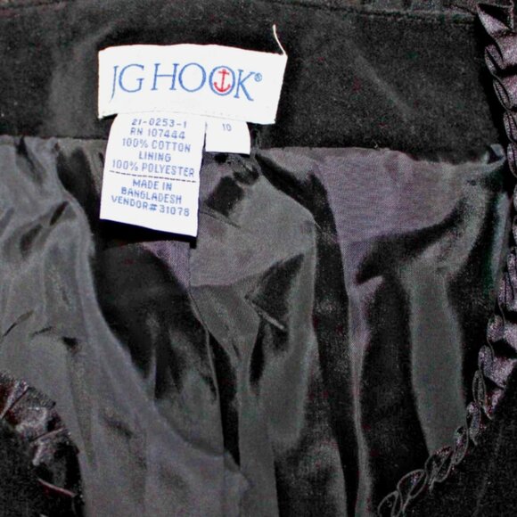 JG Hook Black Velvet Blazer Vintage Jacket with Satin Trim Sz 10 Long Sleeve - Picture 2 of 8